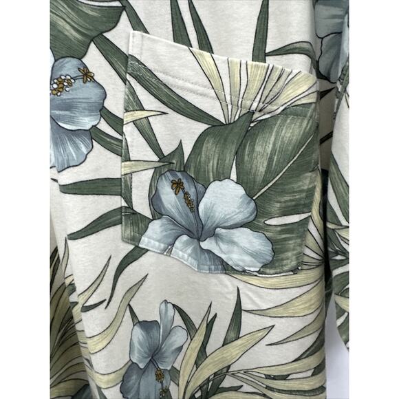 TOMMY BAHAMA Original Men's L Hawaiian Polo Blue Green Florals Seafoam Green - Picture 4 of 10